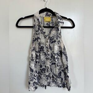 Maeve Black and White Button Down Shirt